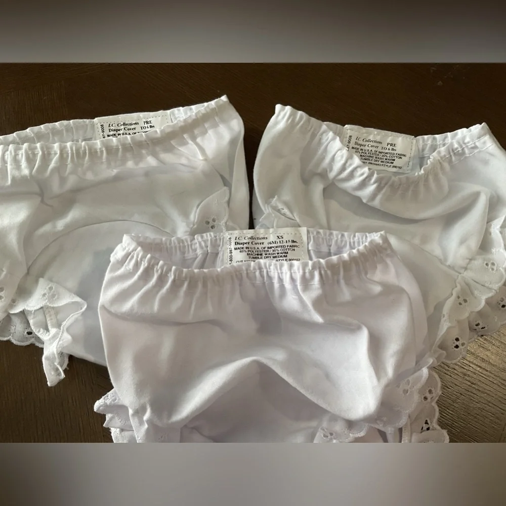 Baby Girls White Double Seat Diaper Cover Bloomers Preemie - XS